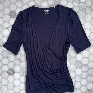 Boden Deep Blue Wrap Top